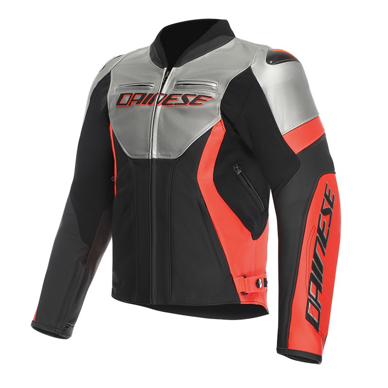 Dainese Racing 5 Pelle Argento-Rosso